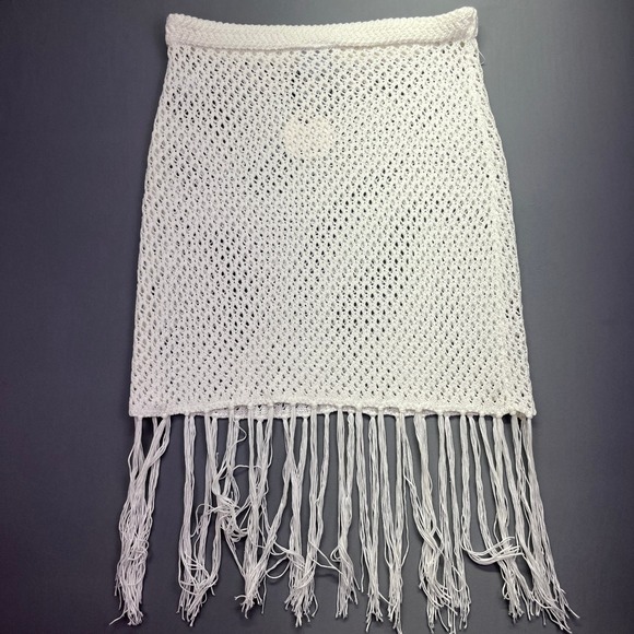 FCT With Love Crochet Fringe Cover-Up Skirt Beach Pool White 1X‎ Boho Summer - Picture 5 of 6